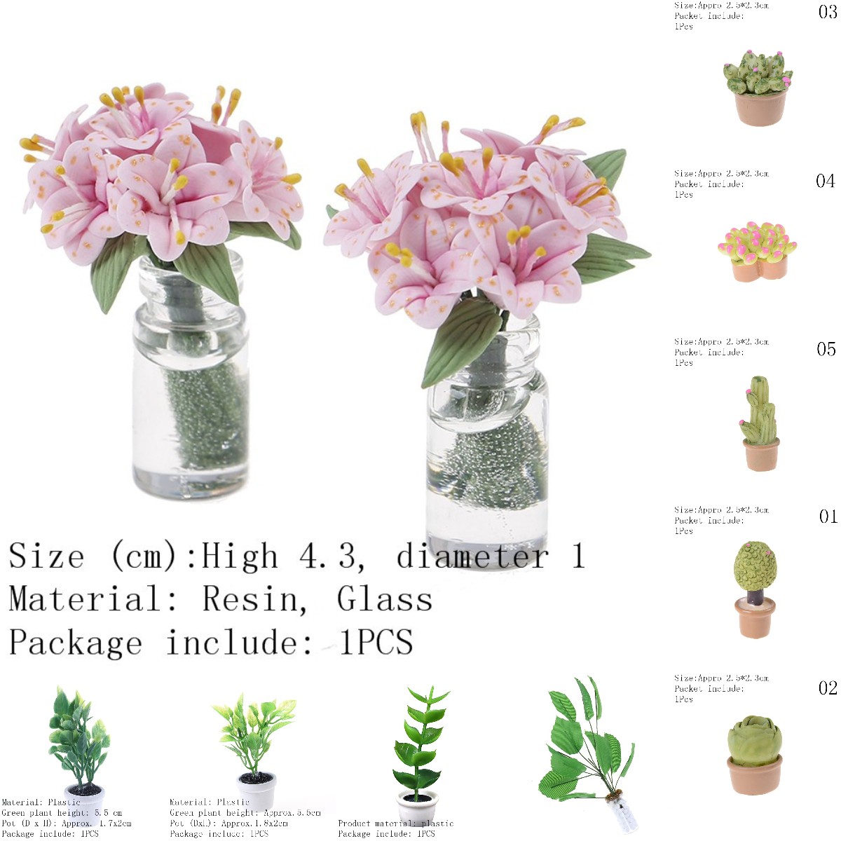 Năm 1/12 Nhà Búp Bê Mini Xanh Lá Cây Mini Chậu Cho Cây Xanh Trong Nồi Nhà Búp Bê Đồ Nội Thất Trang Trí Nhà Mô Phỏng Chậu Trồng Cây