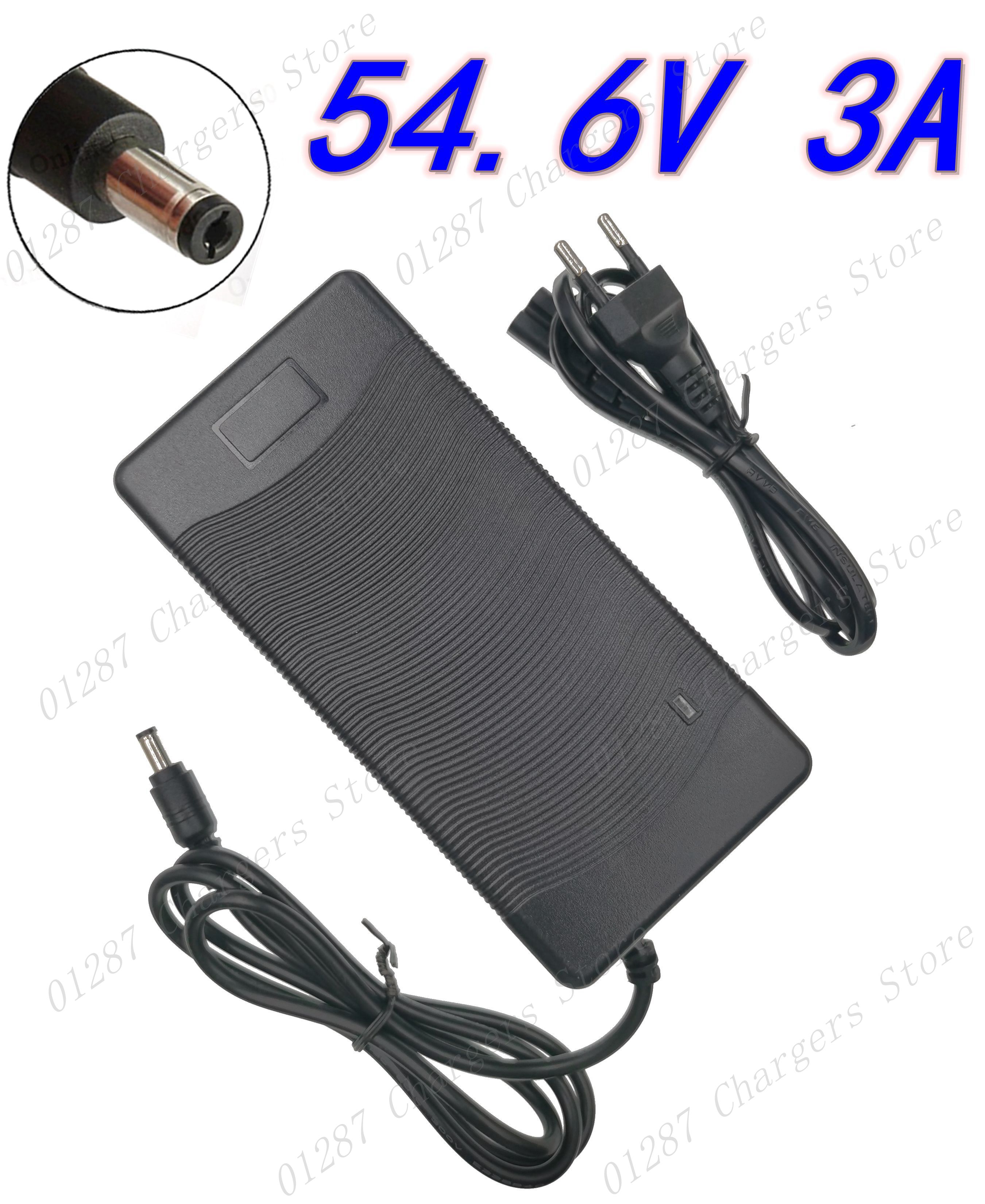 Caricabatterie 54.6V 3A per batteria agli ioni di litio 13S 48V per bici elettrica, caricabatterie al litio di alta qualità con forte dissipazione del calore