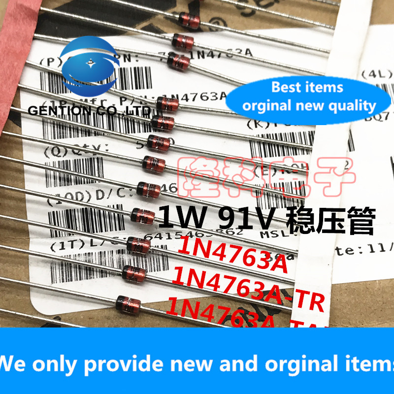 Diodo regulador importado 1N4763A, tubo regulador de 91V, 1W, 1N4763, IN4763A TR TAP, 100% nuevo, original, 30 Uds.
