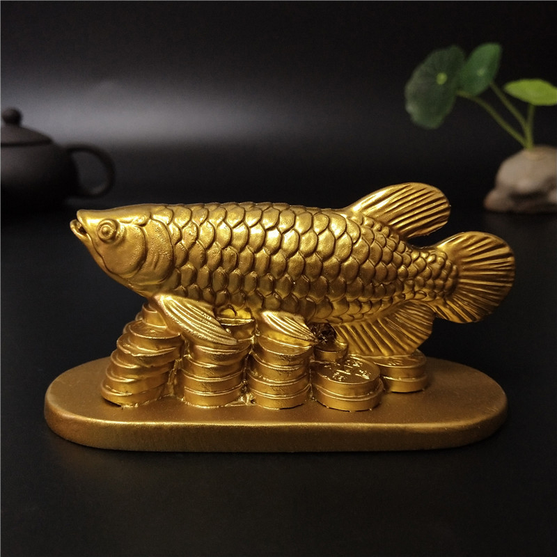 Estátuas de peixe dourado para decoração de casa Estatuetas de peixe ornamentos da sorte chinês Feng Shui Buda Estátua de resina Artesanato Escultura Presentes