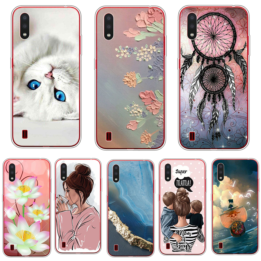 Untuk Samsung M01 Casing 5.7 "Silikon Lembut TPU Belakang Casing Penutup Ponsel untuk Samsung Galaxy M01 M 01 SM-M015F Perlindungan Penuh