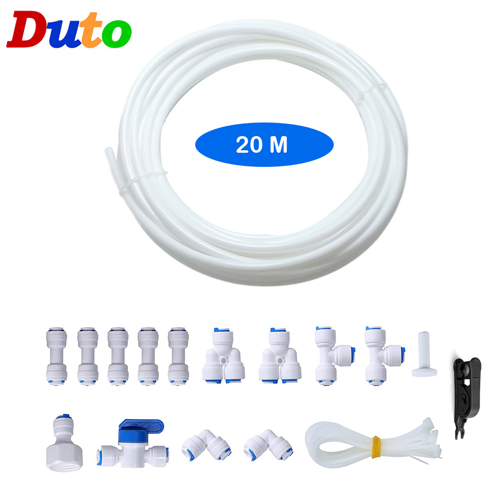 1/4" diametro esterno Raccordo per tubo filtro acqua RO Tubo da 20 m + in plastica Push Fit Collegamento rapido per linee d'acqua Kit di installazione frigorifero/gelatore