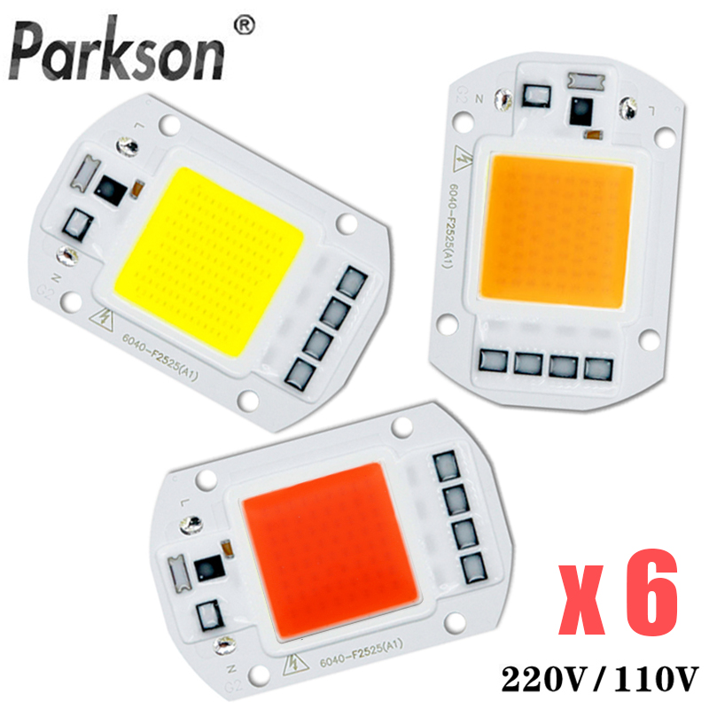 6 Teile/los COB LED Lampe Chip Diode Wachsen Pflanze Licht AC 110V 220V 10W 20W 30W 50W LED Perlen Lampe Box Volle Spektrum Keine Notwendigkeit Fahrer