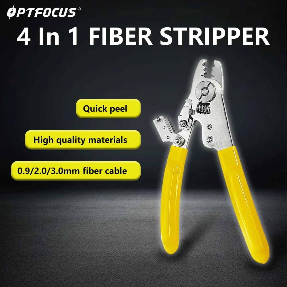 OPTFOCUS 4 en 1 alicates pelacables de fibra herramientas FTTH pelacables ópticos 0,9mm 2,0mm 3,0mm herramienta de fibra óptica