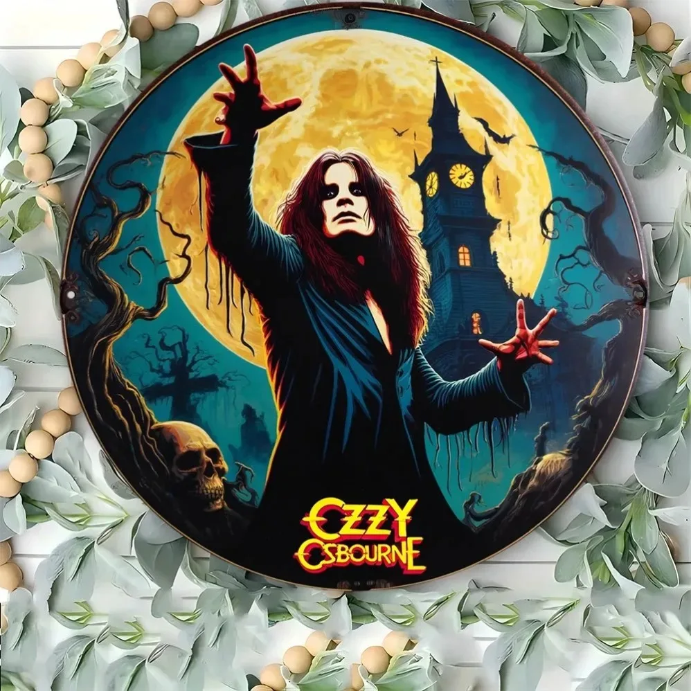 Ozzy Osbourne Rock Music Okrągła Aluminiowa Grafika Ścienna – Wytrzymały Metalowy Plakat |   Ikoniczny wystrój rockowy do domu