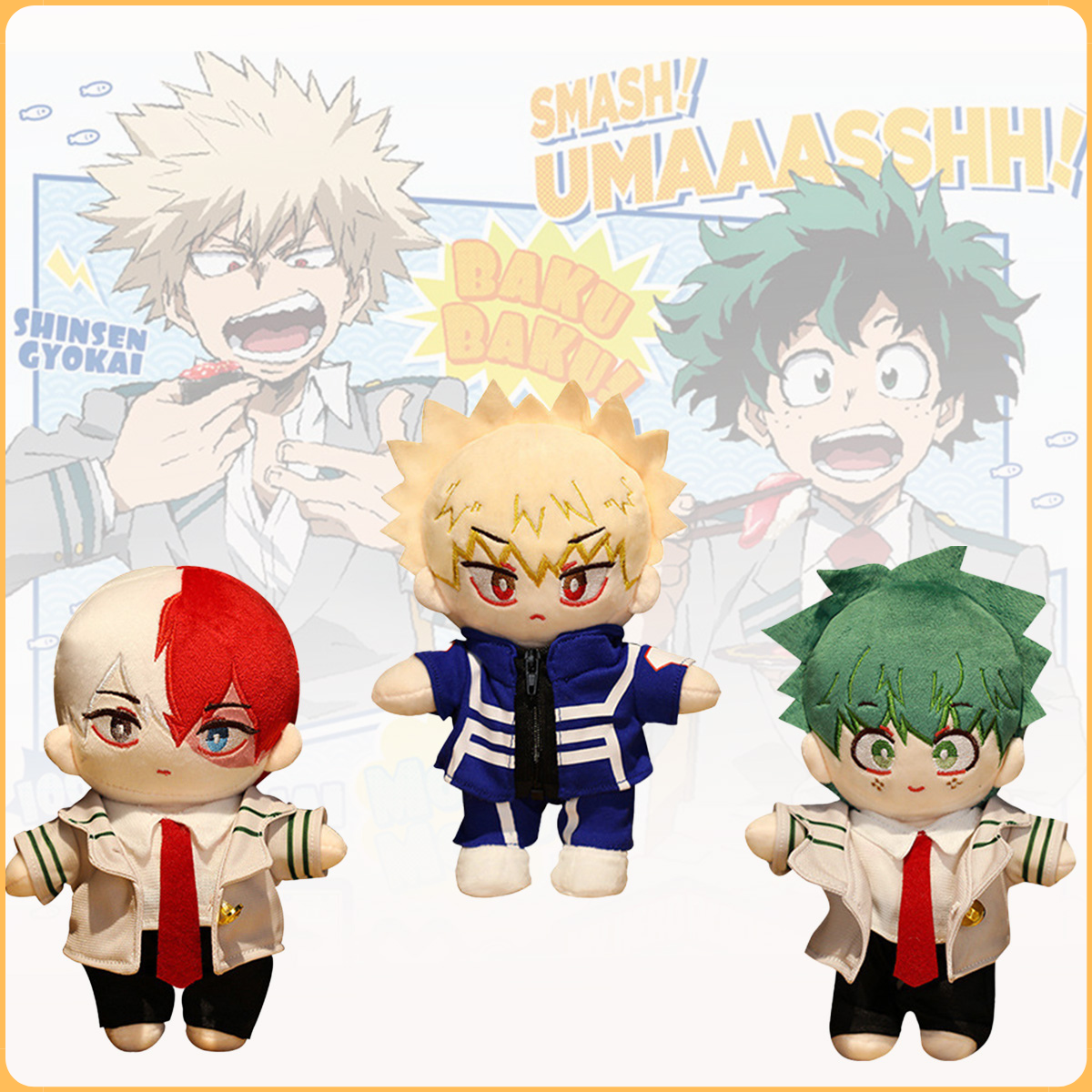 Anime giapponese My Hero Academia giocattoli di peluche cartone animato farcito Midoriya Izuku Bakugou Katsuki Todoroki Shoto bambole regali per bambini nascita