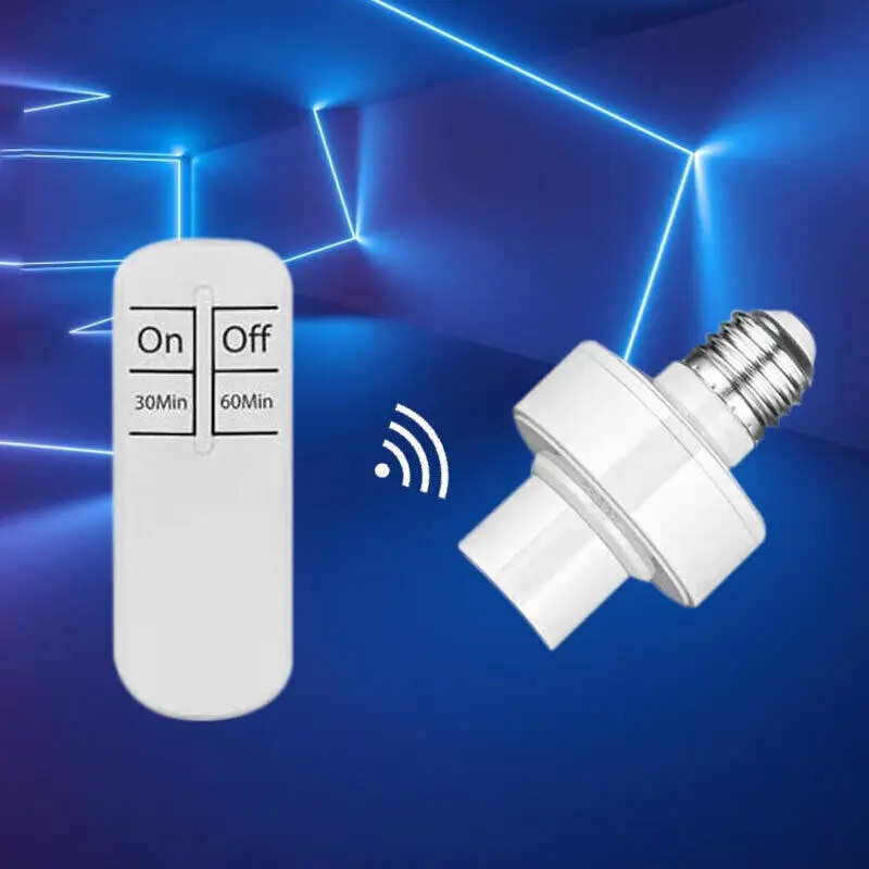 Interrupteur d'éclairage intelligent avec télécommande, lampe LED E27, support de minuterie sans fil, prise de Base d'ampoule marche/arrêt, portée de 30M pour lustre de plafond