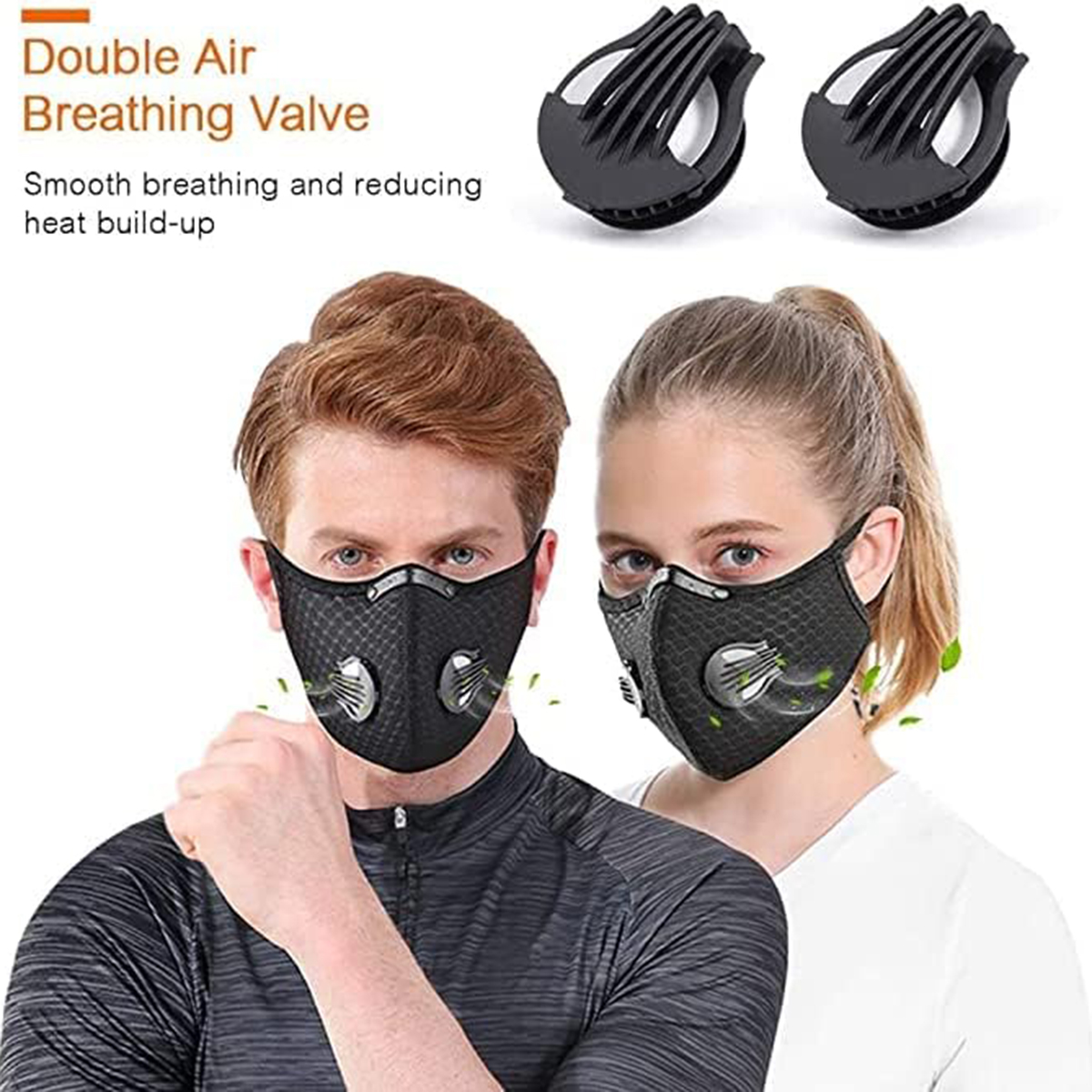 Máscara contra poeira reutilizável, lavável e à prova de vento com válvula respiratória e 5 chips de filtro para ciclismo e atividades ao ar livre