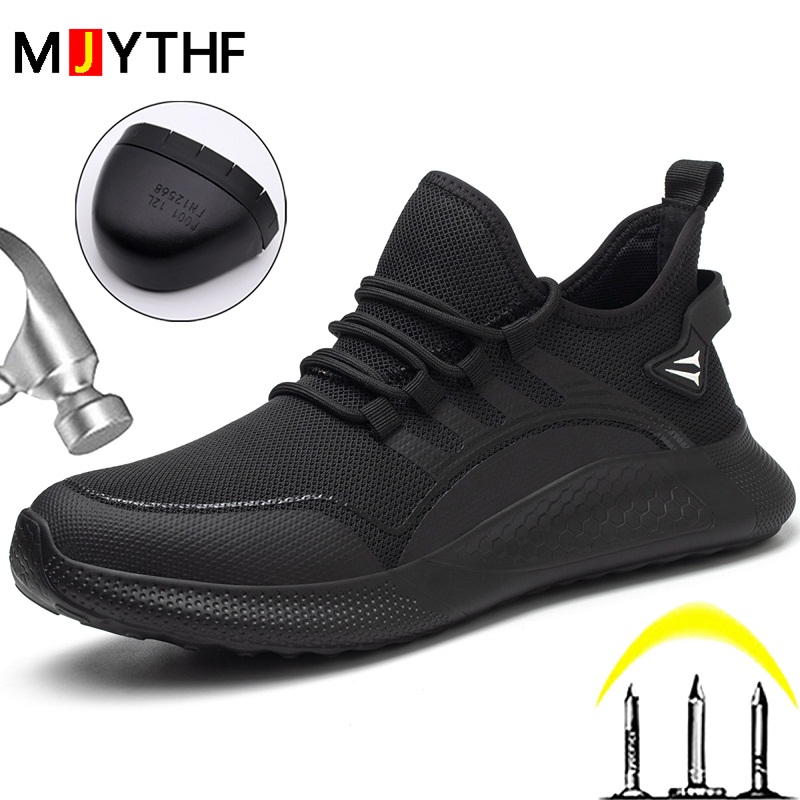 Große Größe 50 Modische Sicherheitsschuhe für Herren, Anti-Smash-Stahlkappe, durchstichsichere, unzerstörbare Schuhe, atmungsaktiver Sneaker-Arbeitsschuh