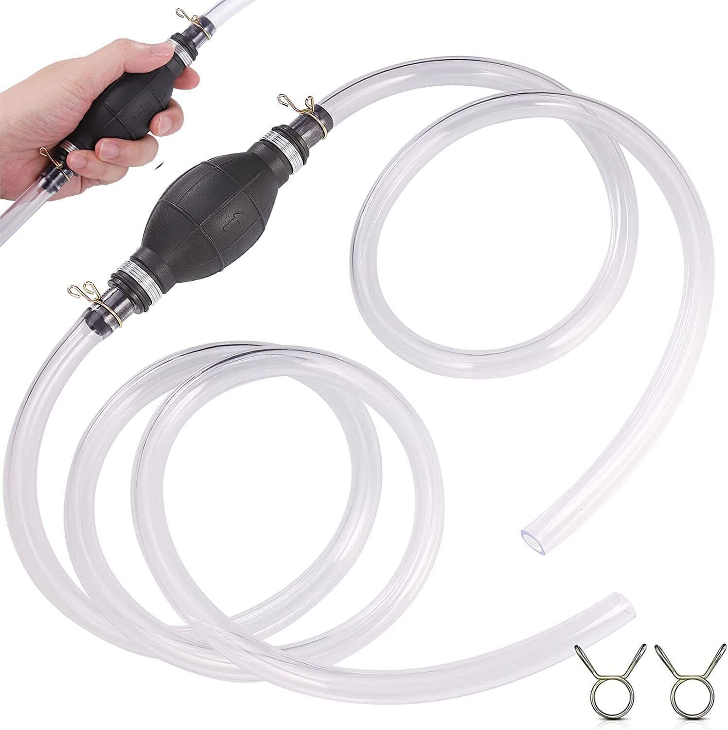 GEARZAAR-bomba de sifón manual para gasolina, diésel, agua, aceite, líquido, transferencia de combustible, herramienta de fácil uso, 2M