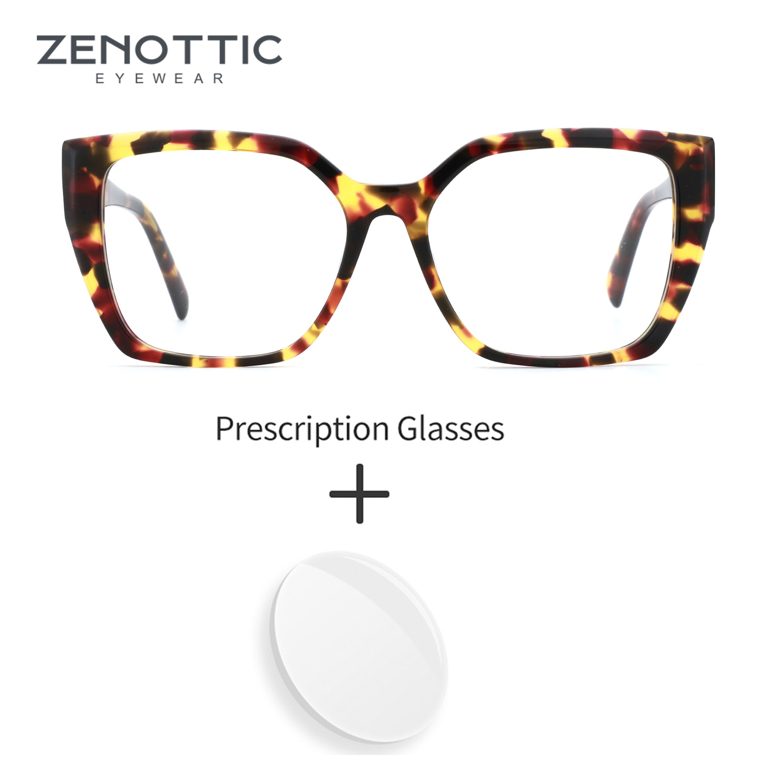 ZENOTTIC (ขนาด M) 2025 สินค้าใหม่ผู้หญิงสแควร์แว่นตาทำด้วยมืออะซิเตทผีเสื้อแว่นตา