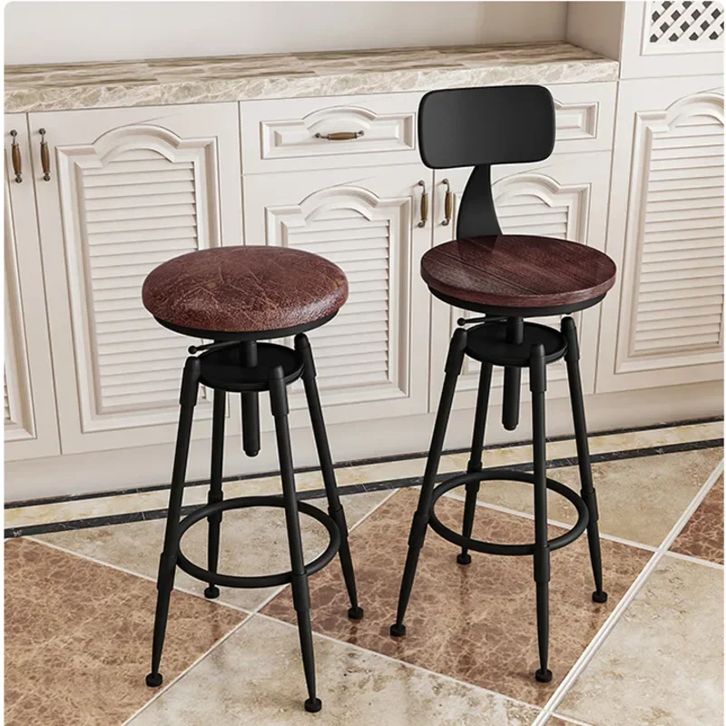 Sillas de comedor Vintage, taburetes de Bar giratorios de elevación, asiento de pie alto de hierro, pintura para hornear de alta temperatura, muebles nórdicos