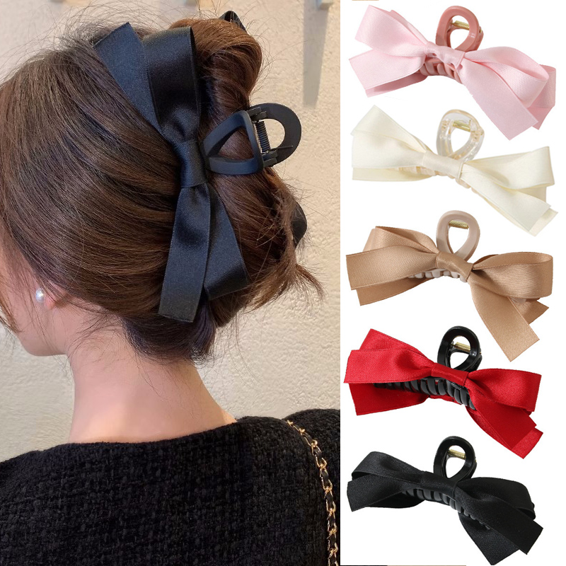 女性のためのエレガントな弓の爪,ヘアアクセサリー,ポニーテールクリップ,甘いヘアピン,サメクリップ,ファッショナブル