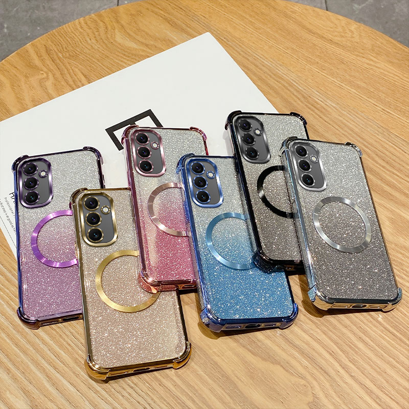 ชุบกันกระแทกแหวนแม่เหล็กสําหรับ Samsung Galaxy A04E A04 A14 A24 A34 A54 A73 A53 A33 A23 A13 Glitter Cover
