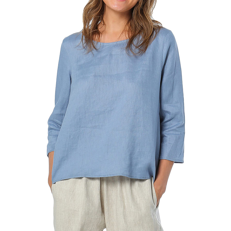100% Leinen Oversize T-Shirt Lässige Asymmetrische T-Shirts Modische Damenblusen 2026 Harajuku Basic Damen-Oberteil Camisetas De Mujer