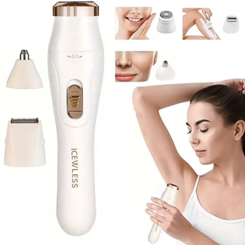 Rasoio Multifunzione 3-in-1, Ricarica USB, Dispositivo per la Rimozione dei Peli delle Ascelle, Trimmer per Sopracciglia da Donna, Trimmer per Peli del Naso