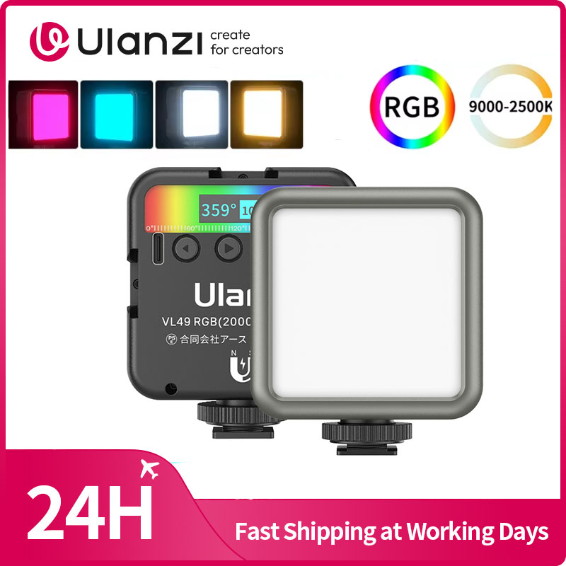 Ulanzi VL49 Мини RGB LED видеосвет 2700K-9000K, накамерный заполняющий свет для фотосъемки, карманный светильник для прямых трансляций, TikTok, видеоблогов