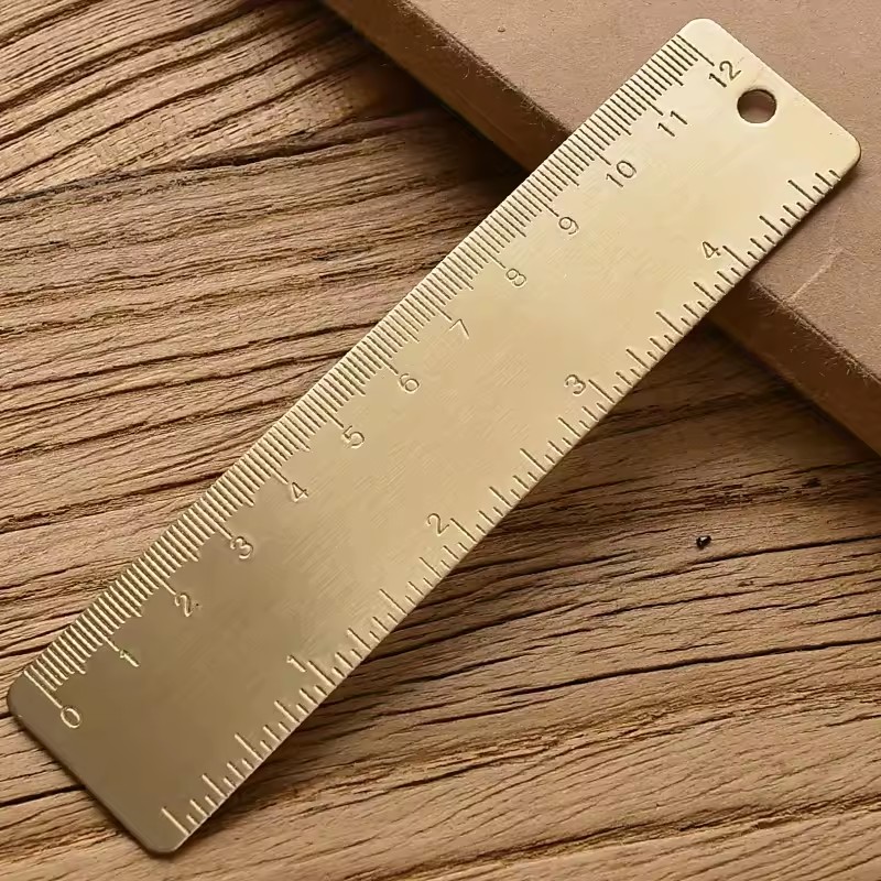 Règle droite en laiton vintage pour étudiants règle en métal créative fournitures scolaires règle droite en laiton 120mm 4 pouces mesure