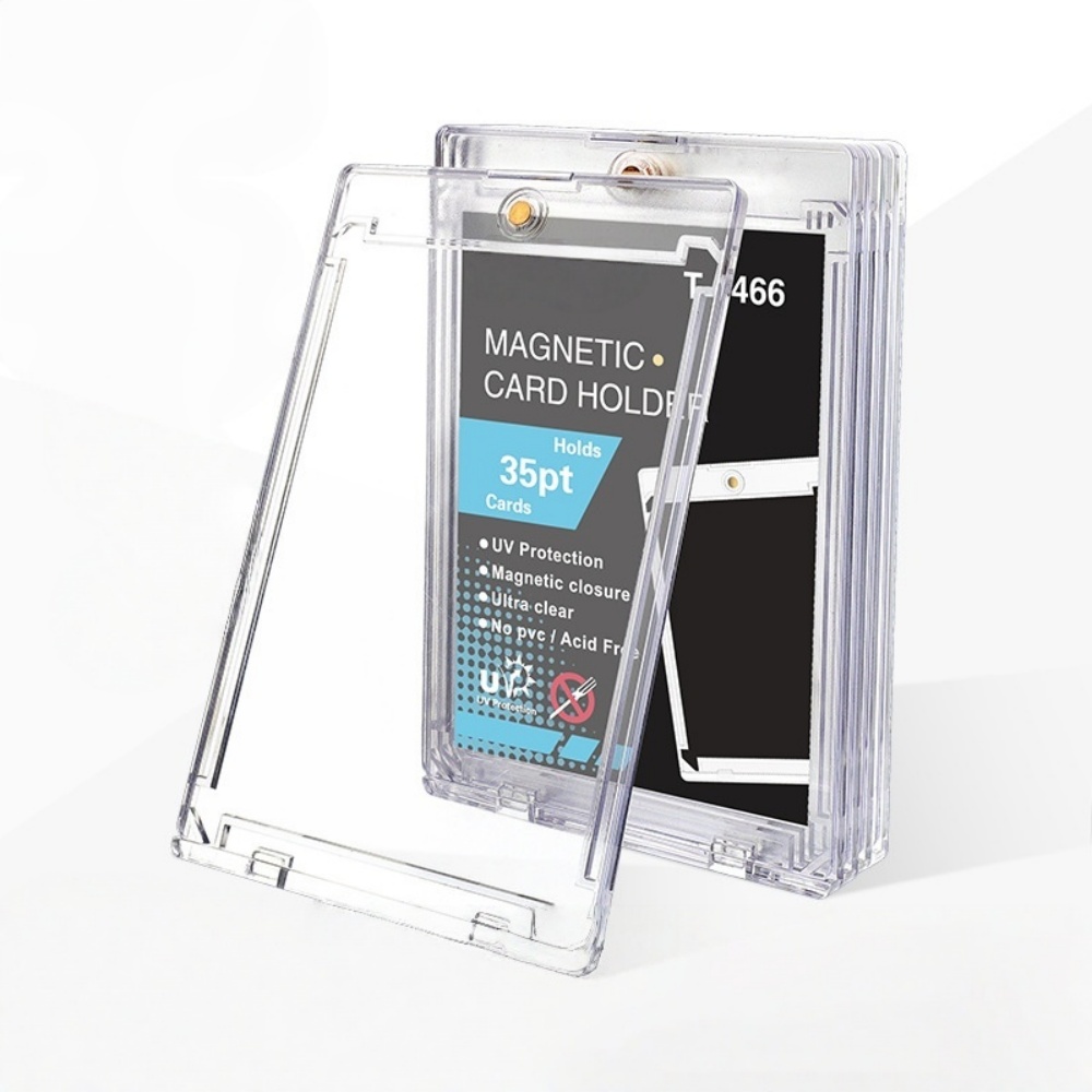 10 Stück Magnetische Kartenhalter 35PT Harte Kunststoff-Aufbewahrungsboxen UV-Beständige Acryl-Kartenhalter für Sammler Präsentationsbox