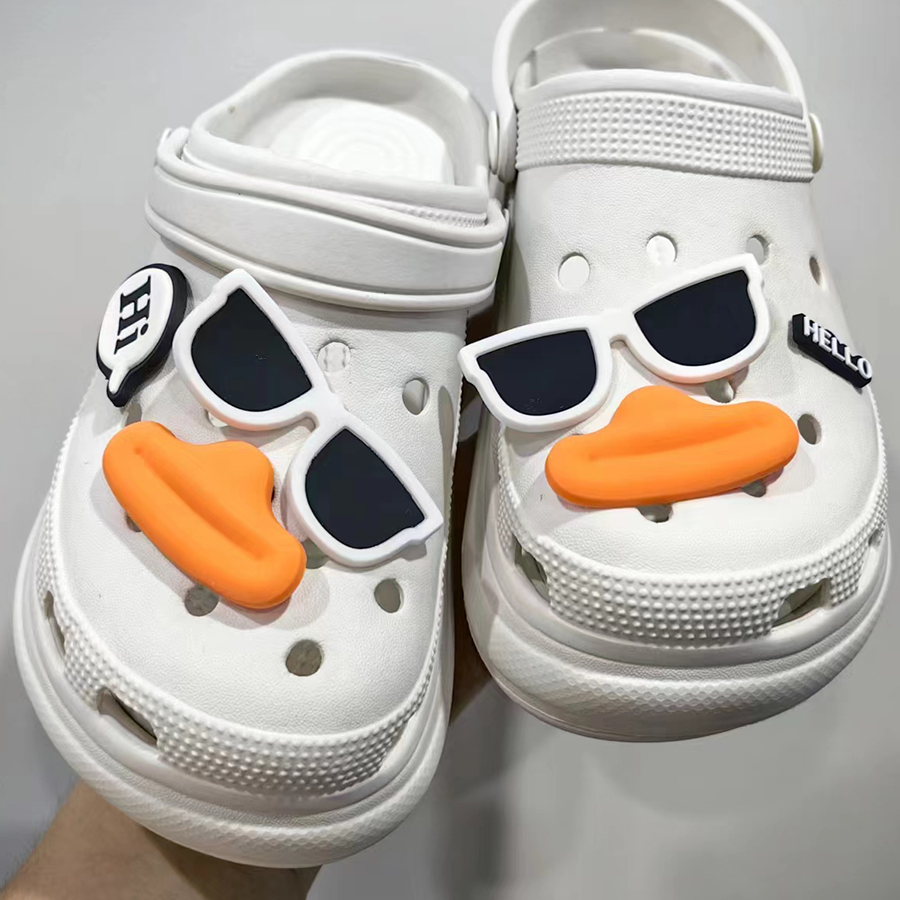 6 buah Set lucu wajah PVC sosis mulut pesona untuk bakiak musim panas gesper DIY hadiah sepatu aksesoris kartun lucu