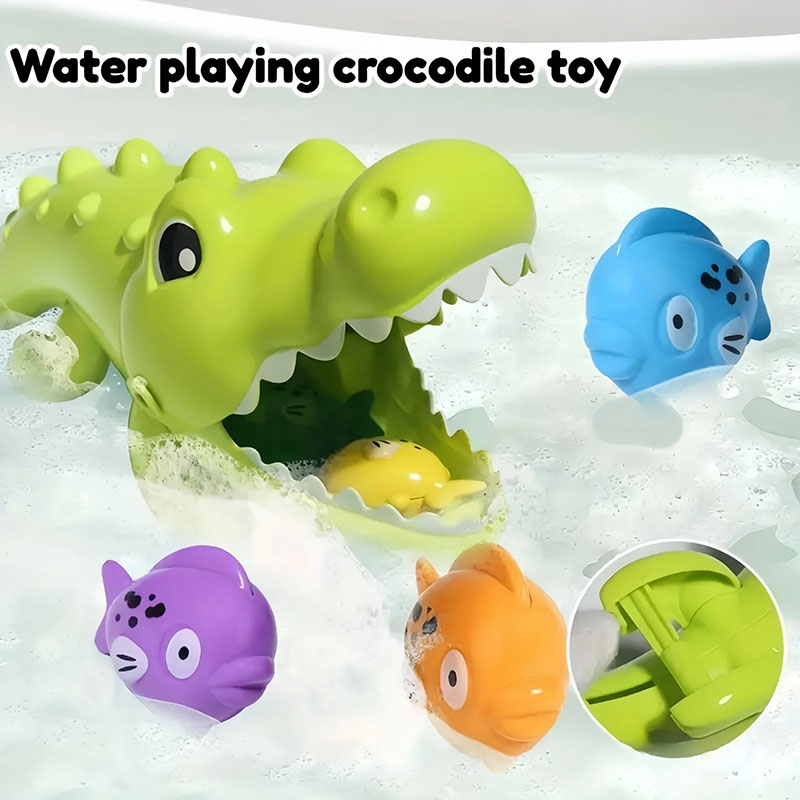 Juguetes de baño para niños pequeños, juego de cocodrilo que come peces, juego creativo de agua, juguete educativo interactivo flotante para el fregadero