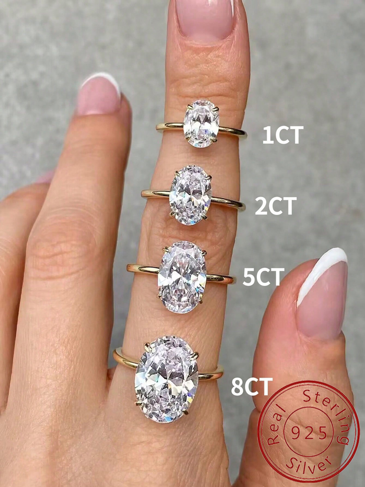 Bague ovale en argent Sterling 925 pour femmes, magnifique et brillant, en pierre ovale en Zircon 1-8CT, pour fiançailles, mariage, luxe, bijoux fins de haute qualité