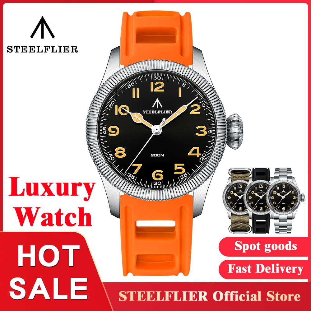 STEELFLIER Официальные SF741 Классические кварцевые наручные часы Сувениры Сапфировое зеркало VH31 Mute 200M Водонепроницаемые роскошные светящиеся часы