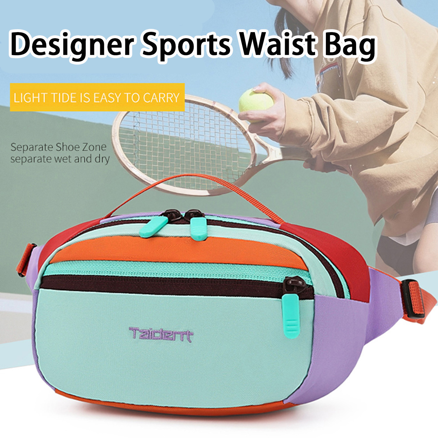 Personalized Nylon Unisex Sports Waist Bag, Large-capacity Lightweight Chest Bag, Women's Travel Sling Bag, Men's Commuter Chest