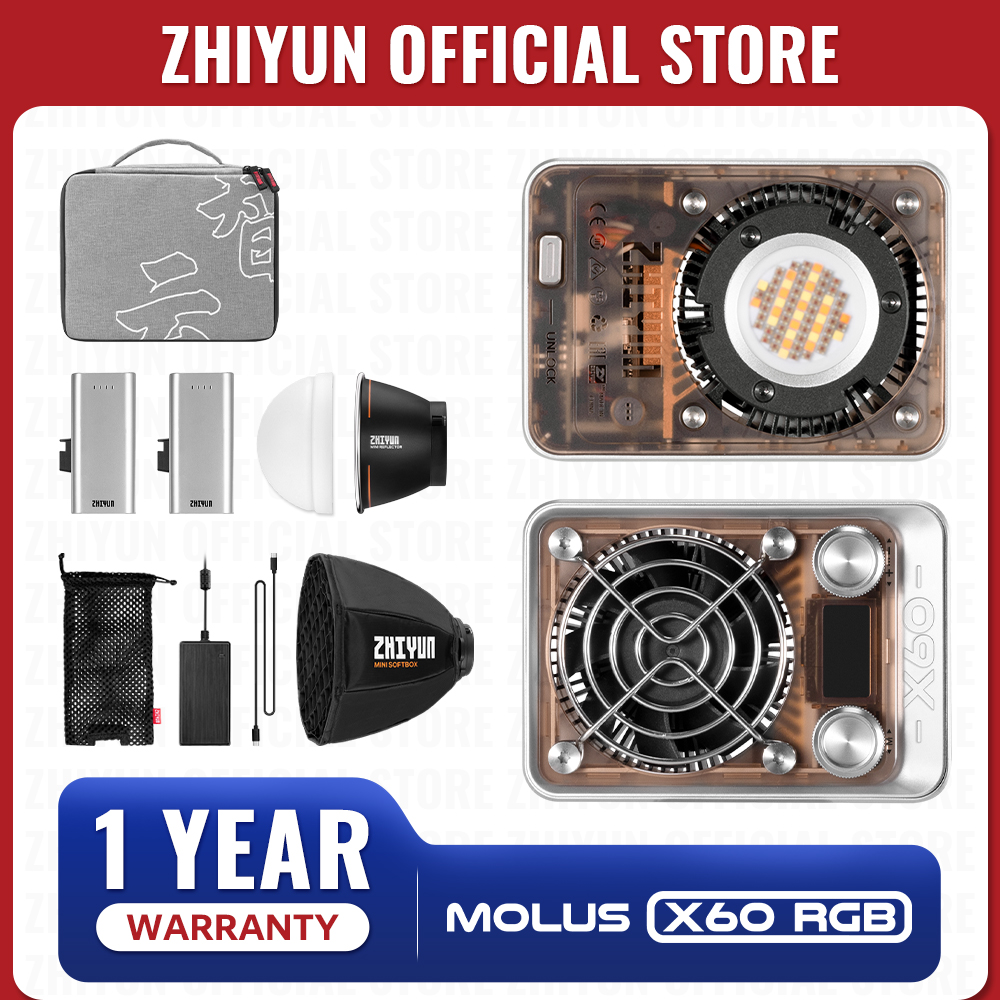 ZHIYUN Resmi MOLUS X60 X60RGB RGB 60W COB Lampu Video LED Lampu Saku Portabel Luar Ruangan Lampu Isi Pencahayaan Fotografi