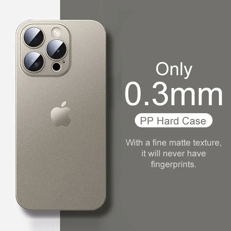 0.3mm超薄クリアマットPPハード超薄型ケース iPhone 17 Air 17PRO 16 15 14 13 12 11 Pro Max用シェルスリムバックケース
