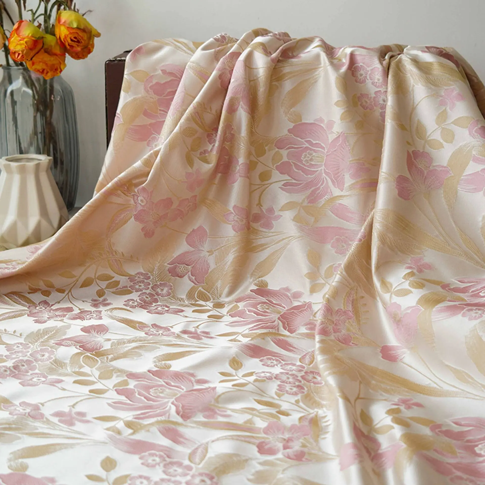 Tissu Jacquard à Fleurs pour Femme, Tissu à Coudre Décoratif, Robe Élégante, Jupe et Sac, Exquis, Instituts