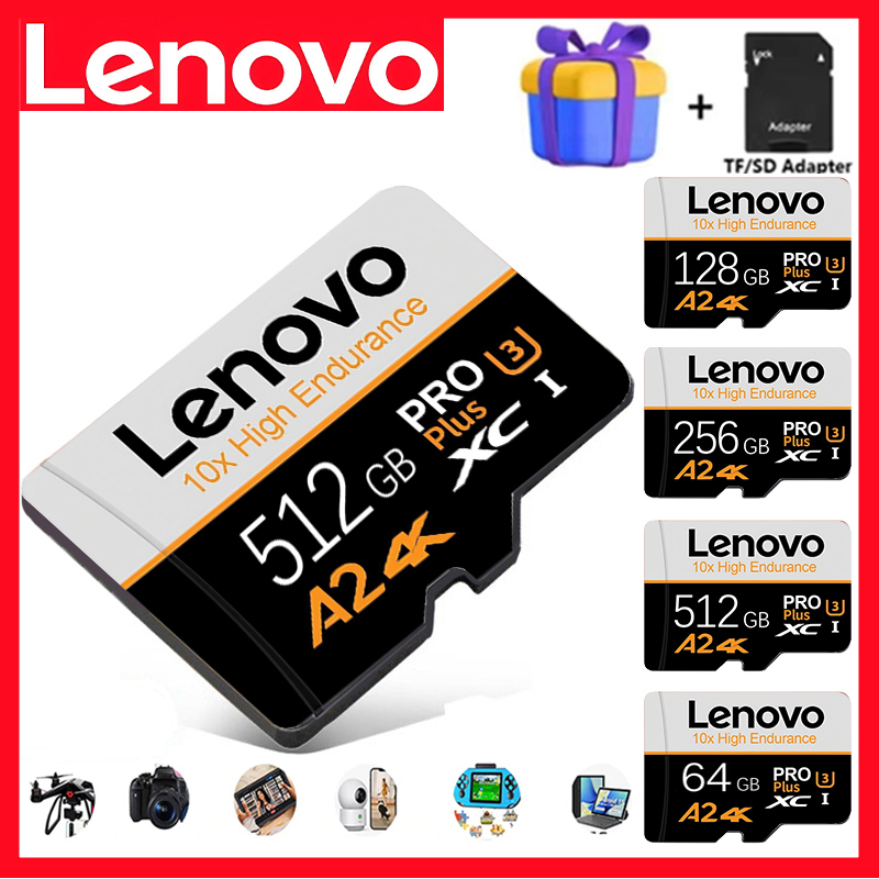 Карты памяти Lenovo Secure Micro TF SD SD Cards TF Cards 512GB 128GB 32GB UHS-I V10 высокой скорости для камеры / смартфона / ПК