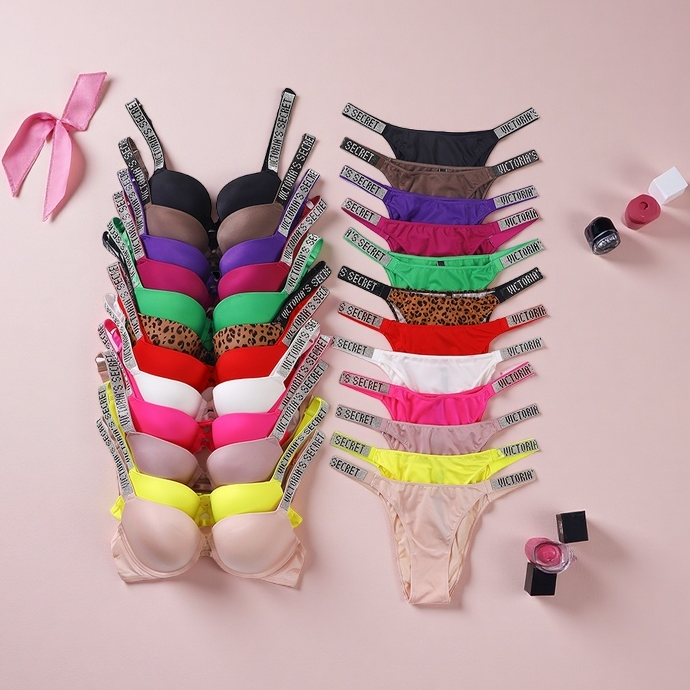Set di Lingerie Victoria's Secret con Finiture in Pizzo, Reggiseno e Slip Regolabili, Nuovo Set Classico in Pizzo, Lingerie Sexy da Donna