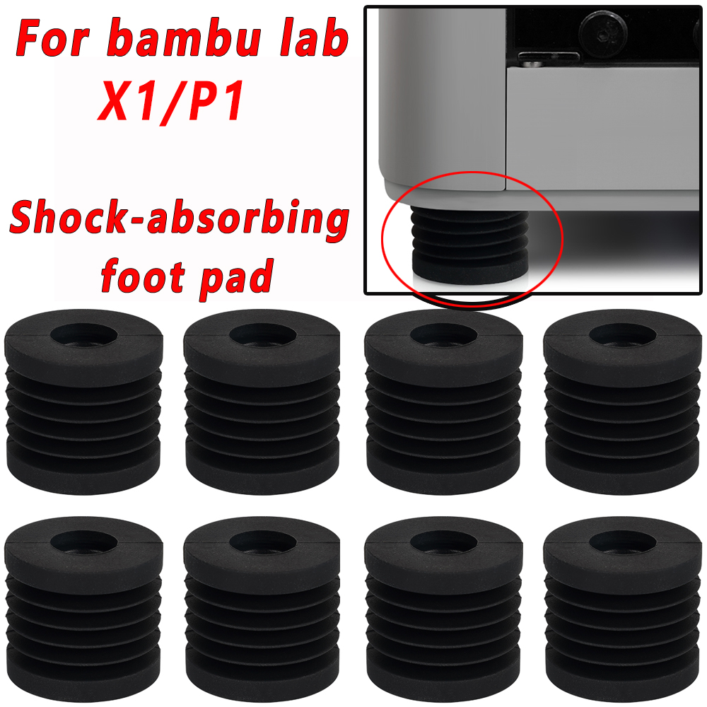 Voor Bambu Lab X1/P1 Schokabsorberend voetkussen Upgrade Anti Trillingen Voeten Pad Anti-slip Anti-Shock Stofdicht Rubberen Voet Pad