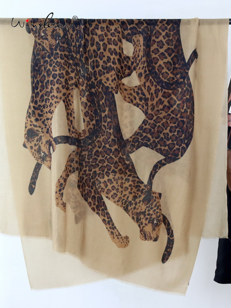 Winsleter-Damen 100% Kaschmir Eleganter Langer Schal, 200*100CM Leopardenmuster, Geschenk für Mütter Modischer Schal, Herbst 2025 A5O047CC