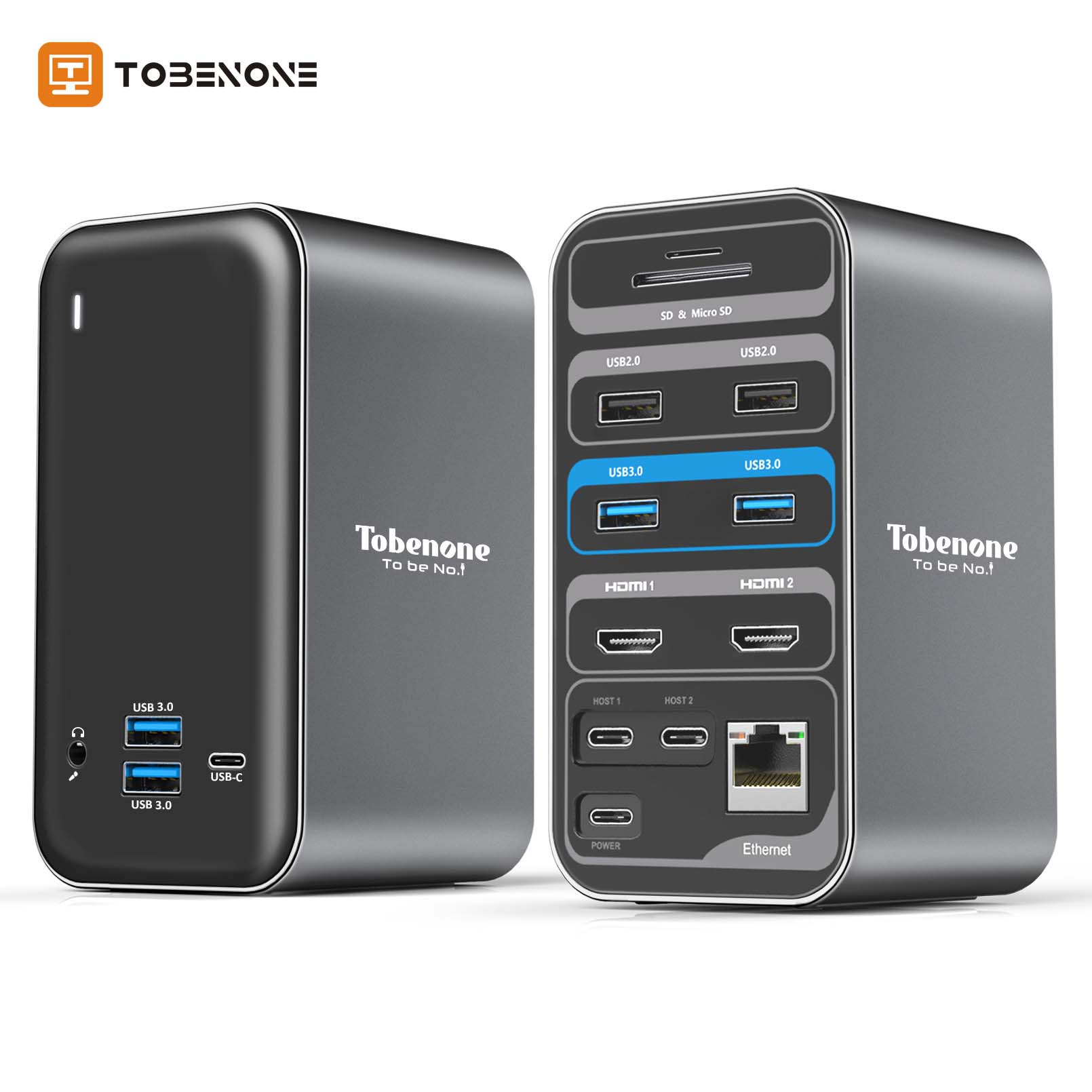 Tobenone – Station d'accueil HUB USB type-c 4K 60Hz pour ordinateur portable, compatible HDMI, port Displayport USB 3.0, Thunderbolt 3, MacBook Pro Ai hub usb3 alimenté