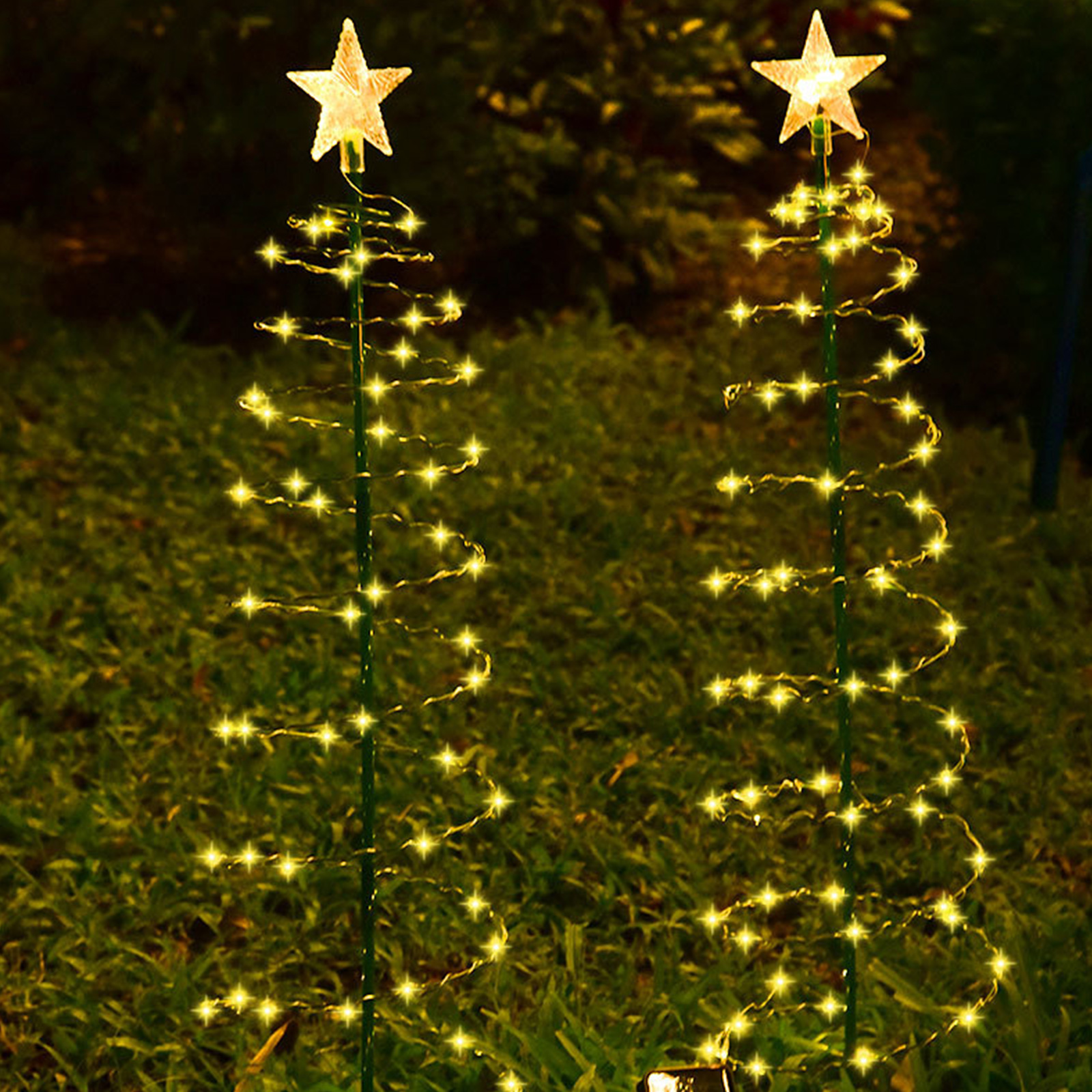 Lampada da terra solare per albero di Natale con stella Lampada da palo per prato per albero di Natale Decorazione da giardino impermeabile per Capodanno