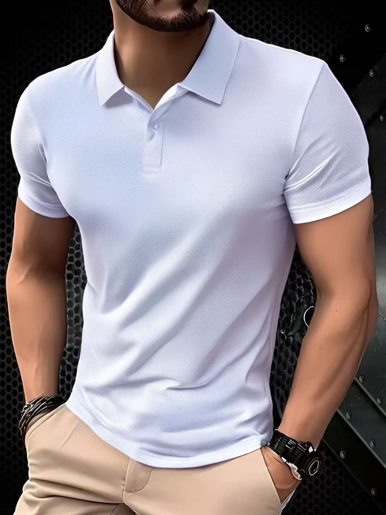 Nuevas Camisetas Polo de Manga Corta para Hombre, Color Sólido, Estilo Casual, Transpirables, Holgadas, con Cuello, Diseño Moderno, Talla Grande