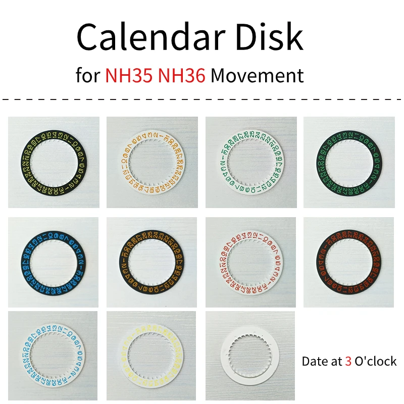 Cadran de Date NH35 NH36, adapté au mouvement mécanique automatique NH35 NH36 4R35 4R36 SKX007 SKX009, boîtier de montre, roue de cadran de jour et de Date