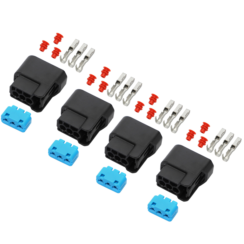 ขั้วต่อคอยล์จุดระเบิด 3 ขา สำหรับ Honda K-Series K20 K24  4 ชิ้น  ปลั๊กหัวต่อ  ตัวเรือน  คลิปหนีบ สำหรับ Honda S2000 Accord RSX Civic