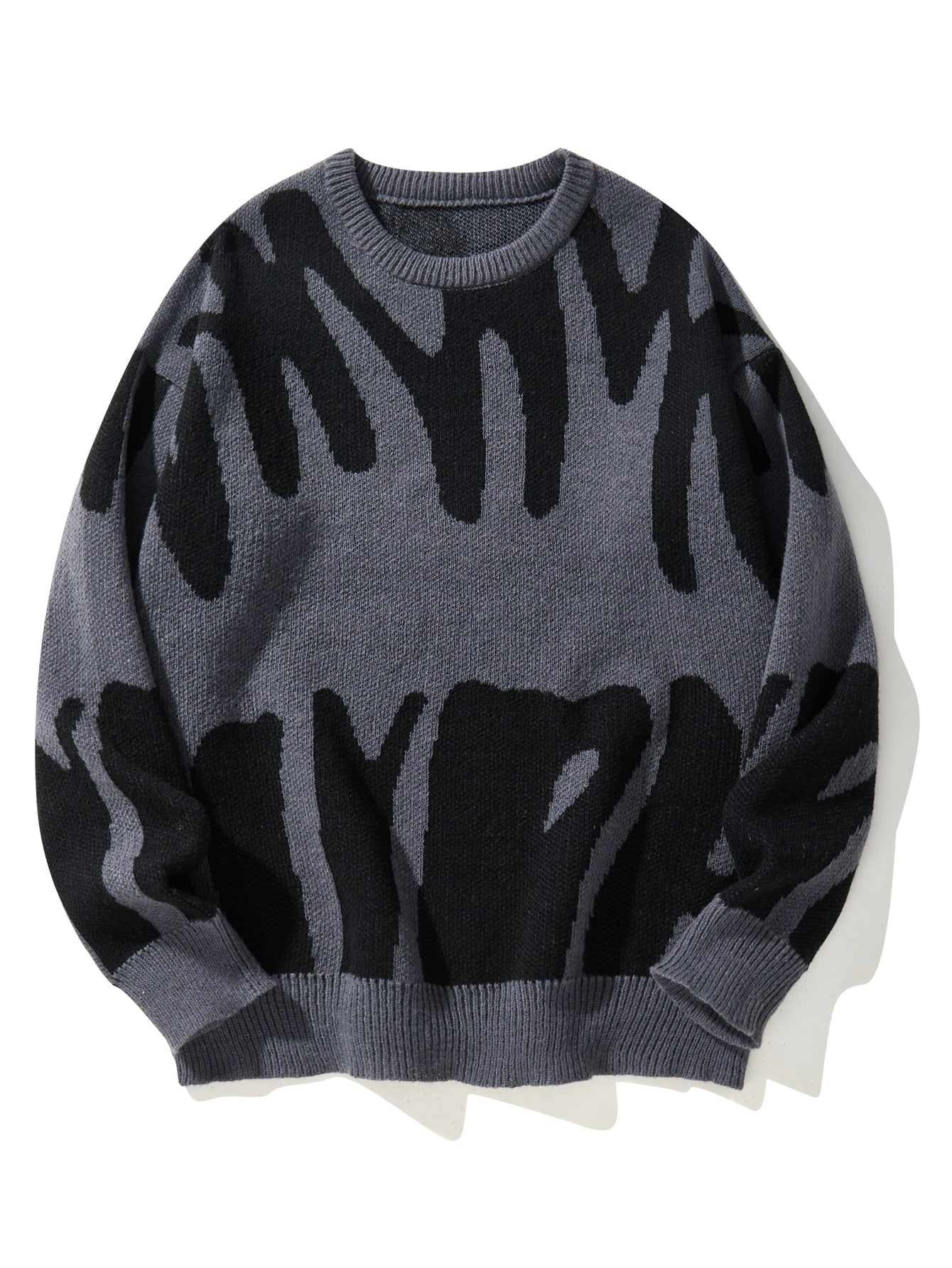 Neue beliebte Herbst Winter unregelmäßige Jacquard Muster Pullover Pullover lässig Rundhals ausschnitt Kontrast farbe gestrickt Herren Pullover
