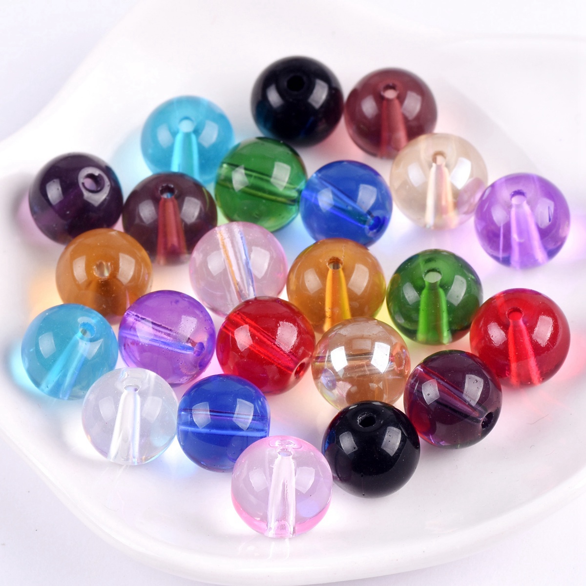 Perles rondes en verre de cristal brillant, 4mm 6mm 8mm 10mm 12mm 14mm, vente en gros, Lot pour la fabrication de bijoux, résultats artisanaux de bricolage