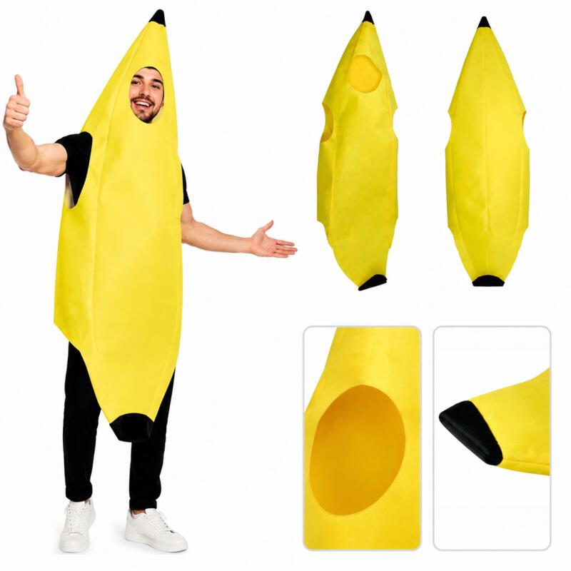 Erwachsenen-Bananenkostüm Lustiger Frucht-Jumpsuit Halloween-Party Cosplay-Outfit Gelbes Kostüm für Männer Frauen Karneval Bühnen-Rollenspiel
