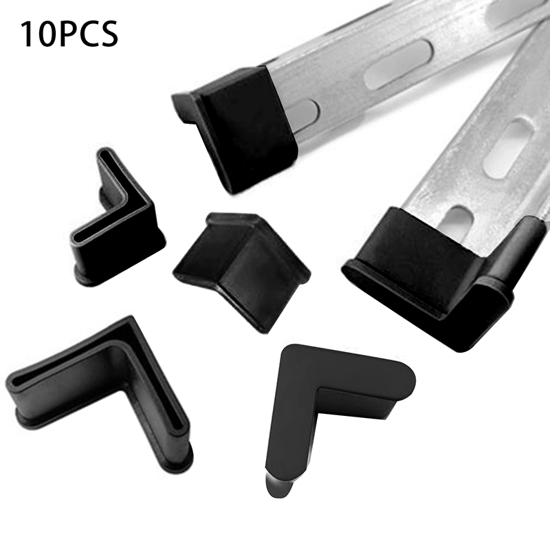 10 Piezas de Base de Goma Tipo L, Almohadilla Antideslizante, Barra Angular Ranurada, Patas Triangulares, Cubierta de Patas de Cama de Hierro, Funda Protectora de Goma