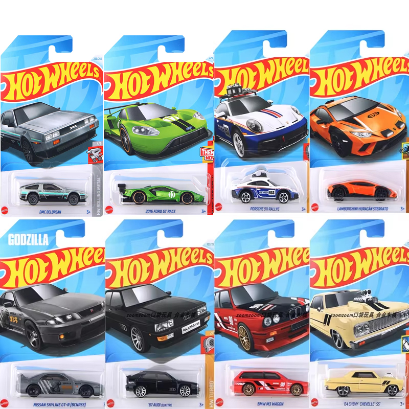2024N оригинальные автомобильные игрушки Hot Wheels для мальчиков, 1/64, литой под давлением Nissan Skyline Audi Quattro Porsche 911 Carrera 904 BMW M3 DMC Delorean
