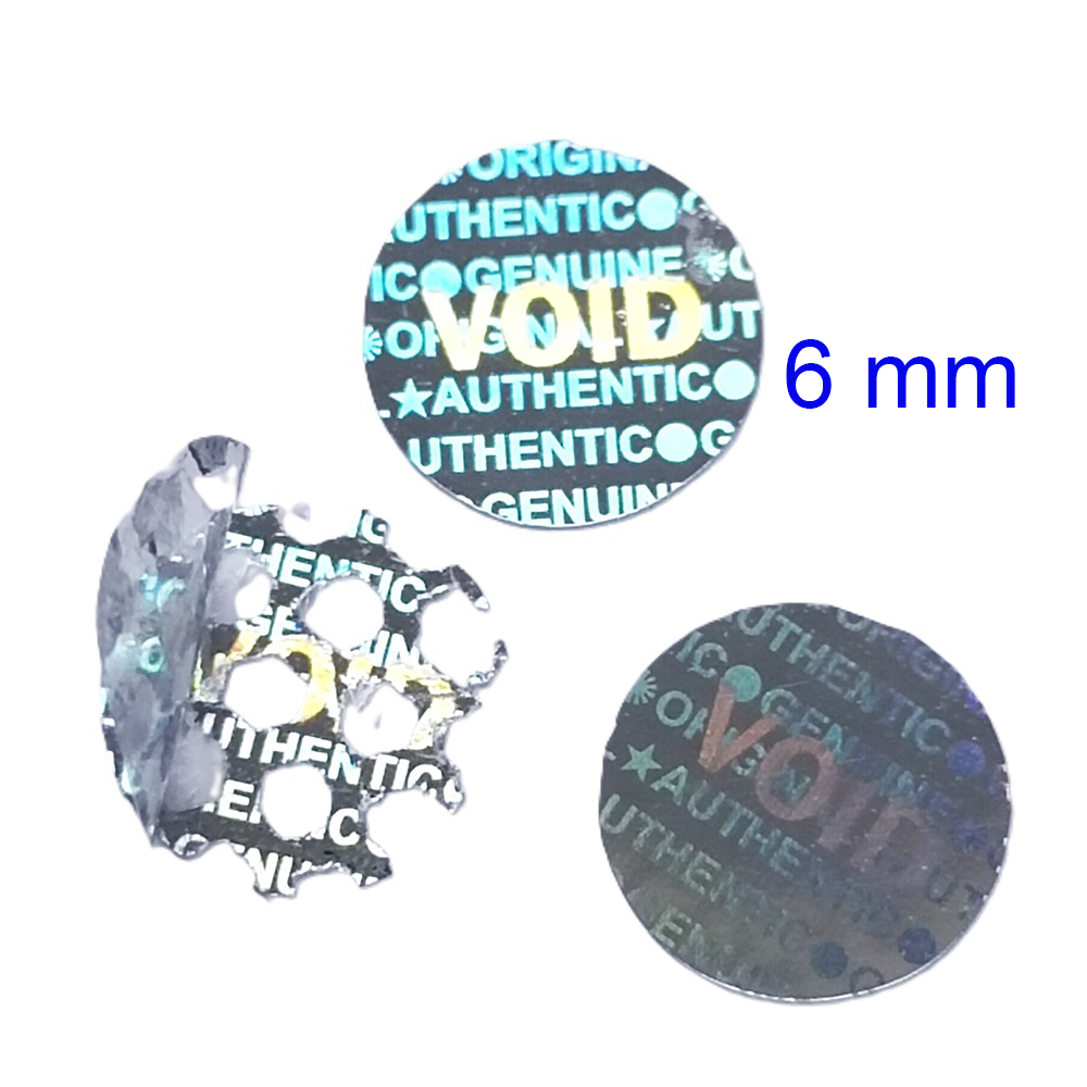 200 pièces 6mm couleur argent hologramme autocollant véritable authentique ORIGINAL sceau de sécurité nid d'abeille gauche si retiré ou manqué avec