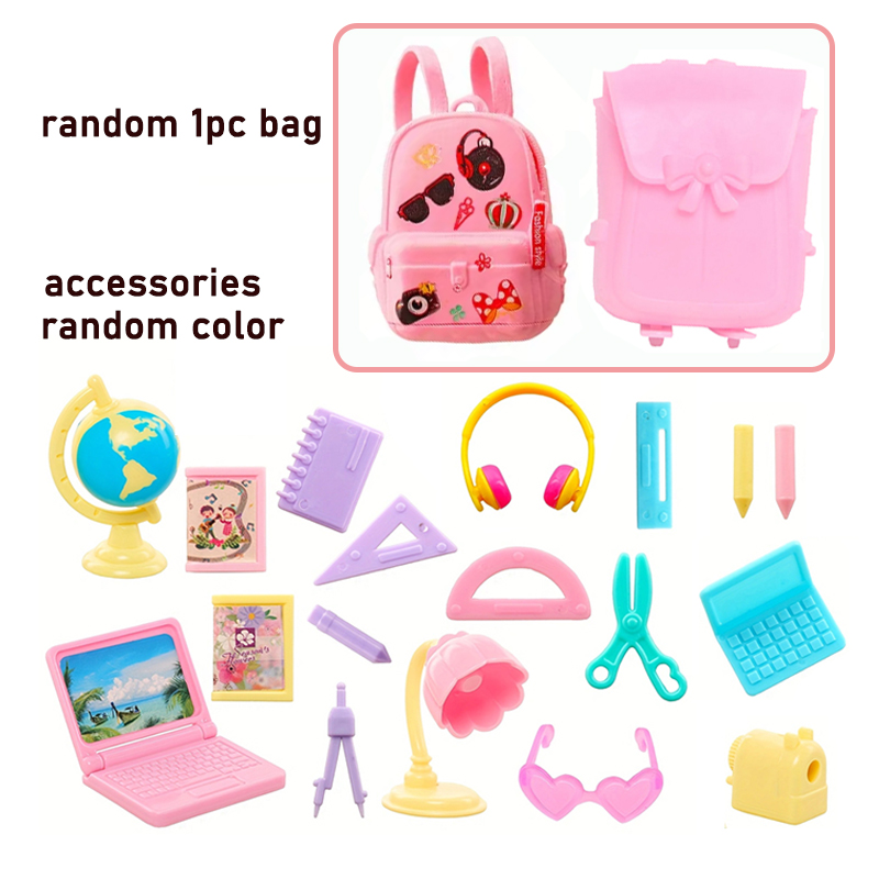 Bonito casa de bonecas em miniatura acessórios estudo para boneca 18 itens mini portátil régua globo lápis candeeiro mesa para barbie crianças brinquedos