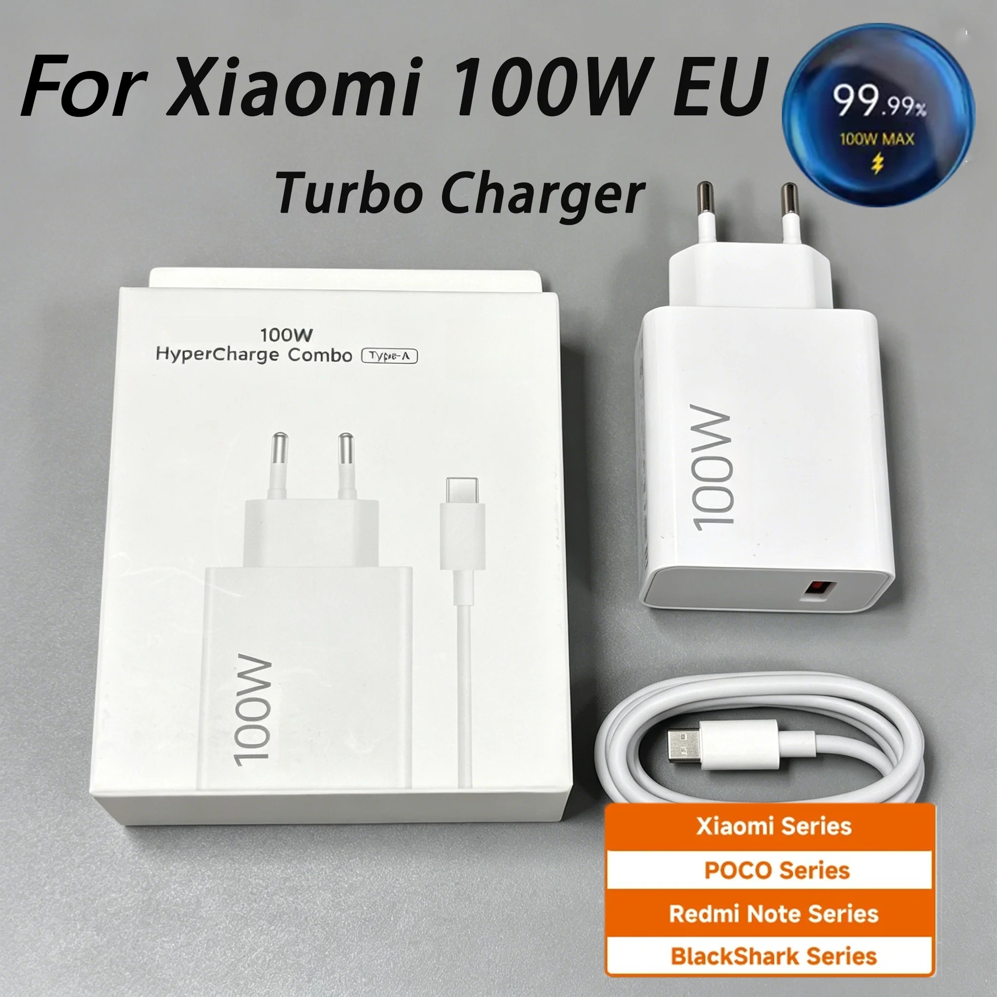 For Xiaomi 100W EU Turbo Fast Charger 1M 6A Cable USB Adapter For mi 17 Max POCO X7 X8 F7 F8 Pro Ultra Type C Cable