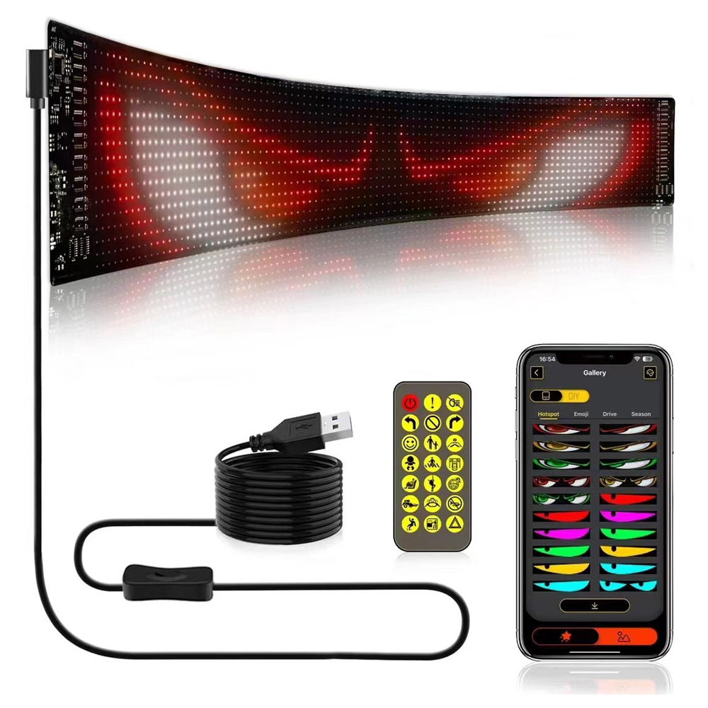 Pantalla de visualización de Panel de píxeles de matriz LED, RGB Flexible, patrón de coche, Graffiti, desplazamiento, texto, animación, tienda, recordatorio, luz, Bluetooth