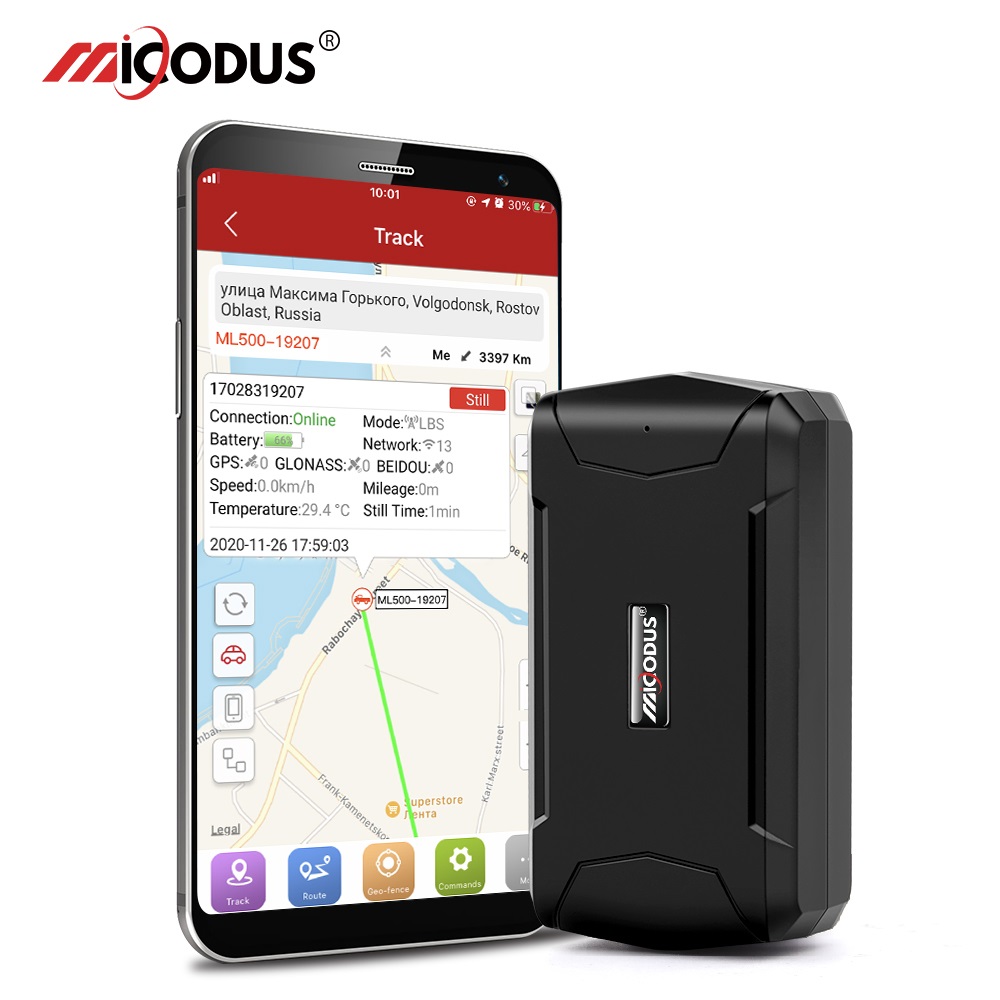 Rastreador GPS magnético de 5000mAh para coche, localizador GPS de temperatura MiCODUS ML500, alerta de caída vibratoria, aplicación de por vida